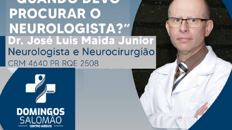 O Neurologista Dr. José Luis Maida estará atendendo nesta sexta-feira no Centro Médico Domingos Salomão