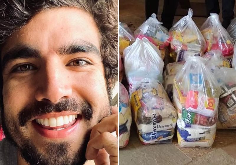 Caio Castro entrega cestas básicas e marmitas, após polêmica de pagar a conta