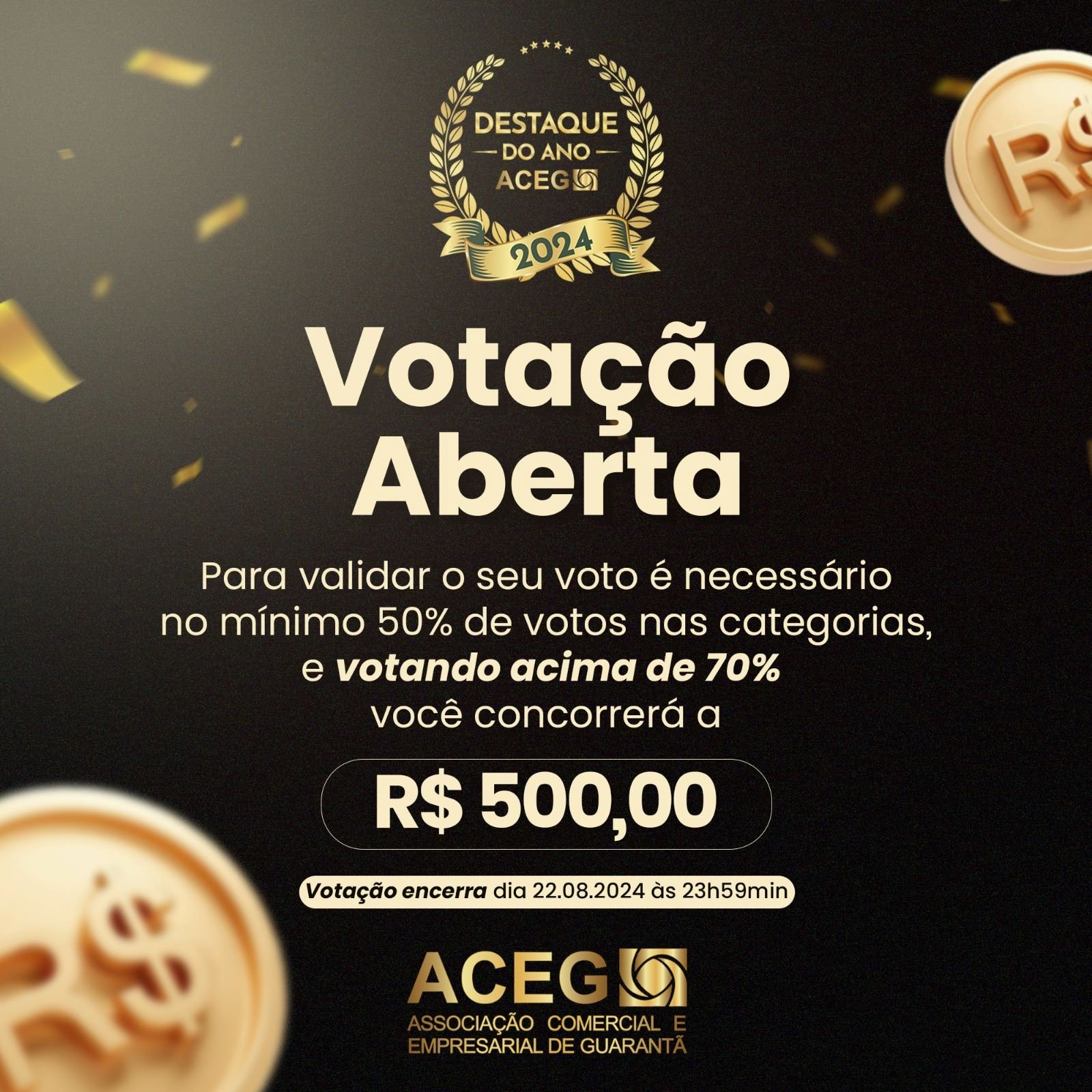 Estão abertas as votações para os melhores do Ano ACEG 2024