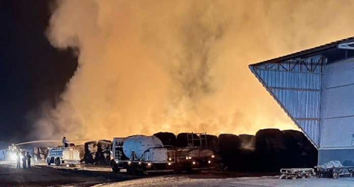 Incêndio de grandes proporções atinge indústria algodoeira em Sinop