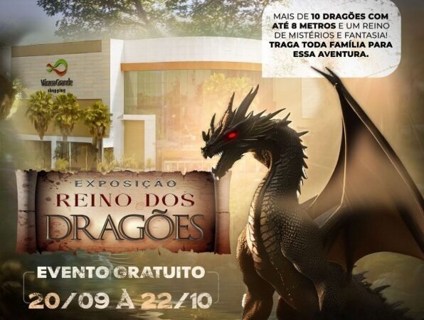 Dragões gigantes tomam conta de Várzea Grande em exposição inédita