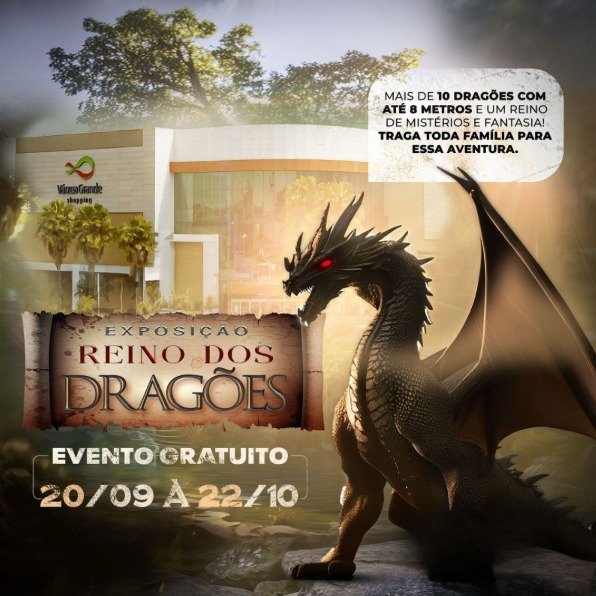 Dragões gigantes tomam conta de Várzea Grande em exposição inédita